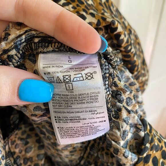 Old Navy large black brown Wasit defined ruffle trim mini dress cheetah animal - Picture 9 of 10